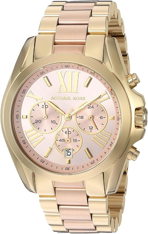 Montre Bradshaw pour Femmes, 43mm Mouvement chronographe à Quartz avec Bracelet en Acier Inoxydable, Ton Or et Ton Or Rose