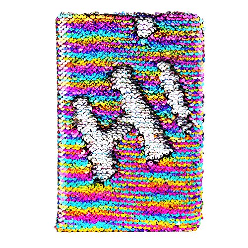 PojoTech Magic Sequin Notebook, Reversible Sequin Journal (Rainbow-Silver)