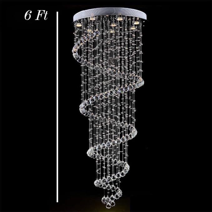Sanleen Enterprises Spiral Glass Raindrop Chandelier Modern Crystal Ceiling Lighting Fixture