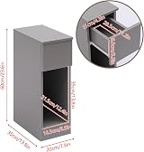 Pantanal Slim 20cm Bedside Table Grey with Drawer Shelf Nightstand view 4