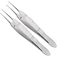 2 Pcs Castroviejo Forceps 4" Suture Tying Surgical 0.3mm & 0.5mm 1x2 Premium Instruments