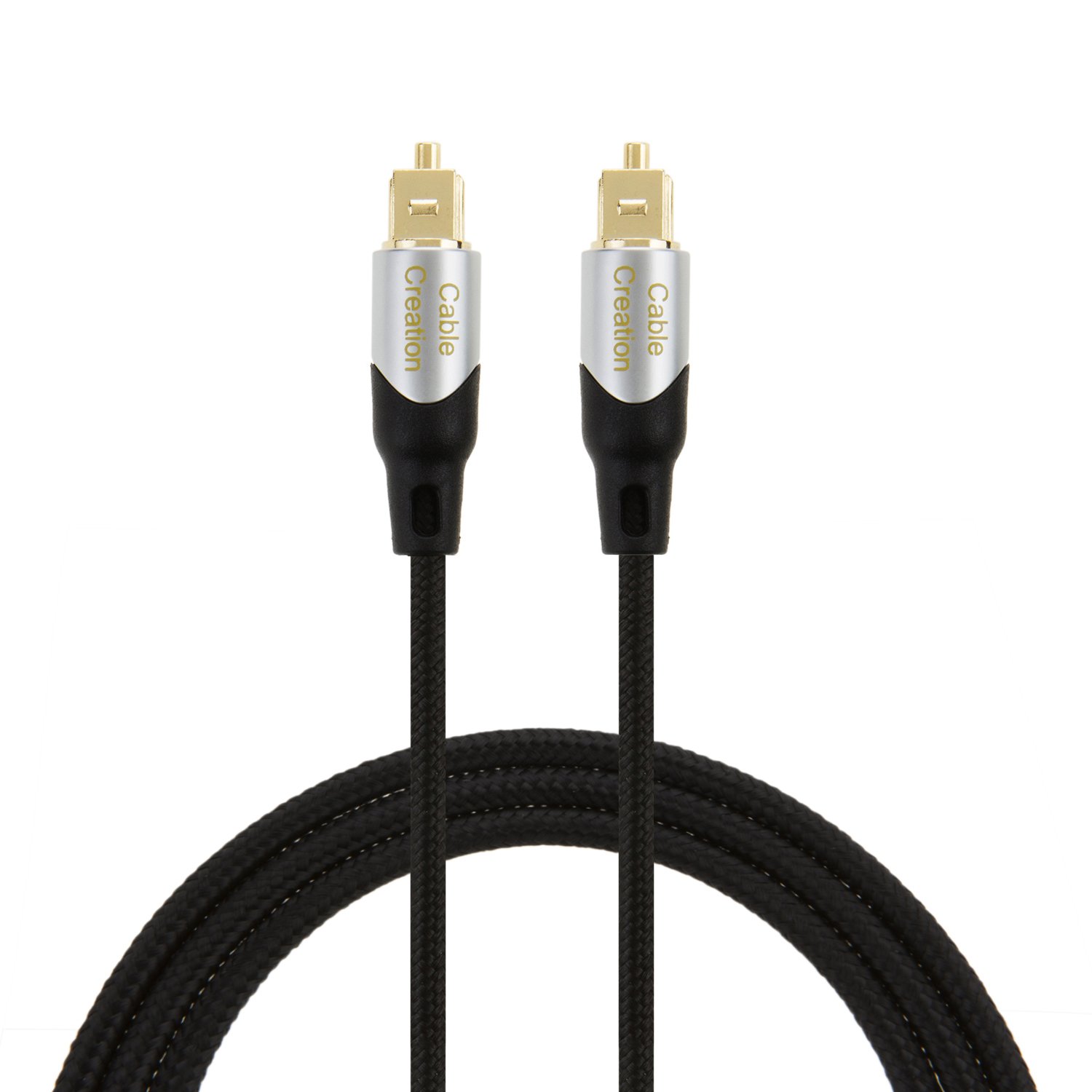 CableCreation Digital Optical Audio Cable 15M/50FT, 50FT Toslink Male SPDIF Cable with Nylon Braided Fiber Optic Cord for Home Theater, Sound Bar, TV, PS4, Xbox, VD/CD & More, Black & Sliver