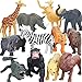 WODMAZ Safari Zoo Animal Figurines Toys, 24PCS Plastic Jungle Animals Figures, Jumbo Forest Wild Animal Playset with Elephant, Giraffe, Lion for Baby Kids Toddlers Cupcake Topper Birthday Set