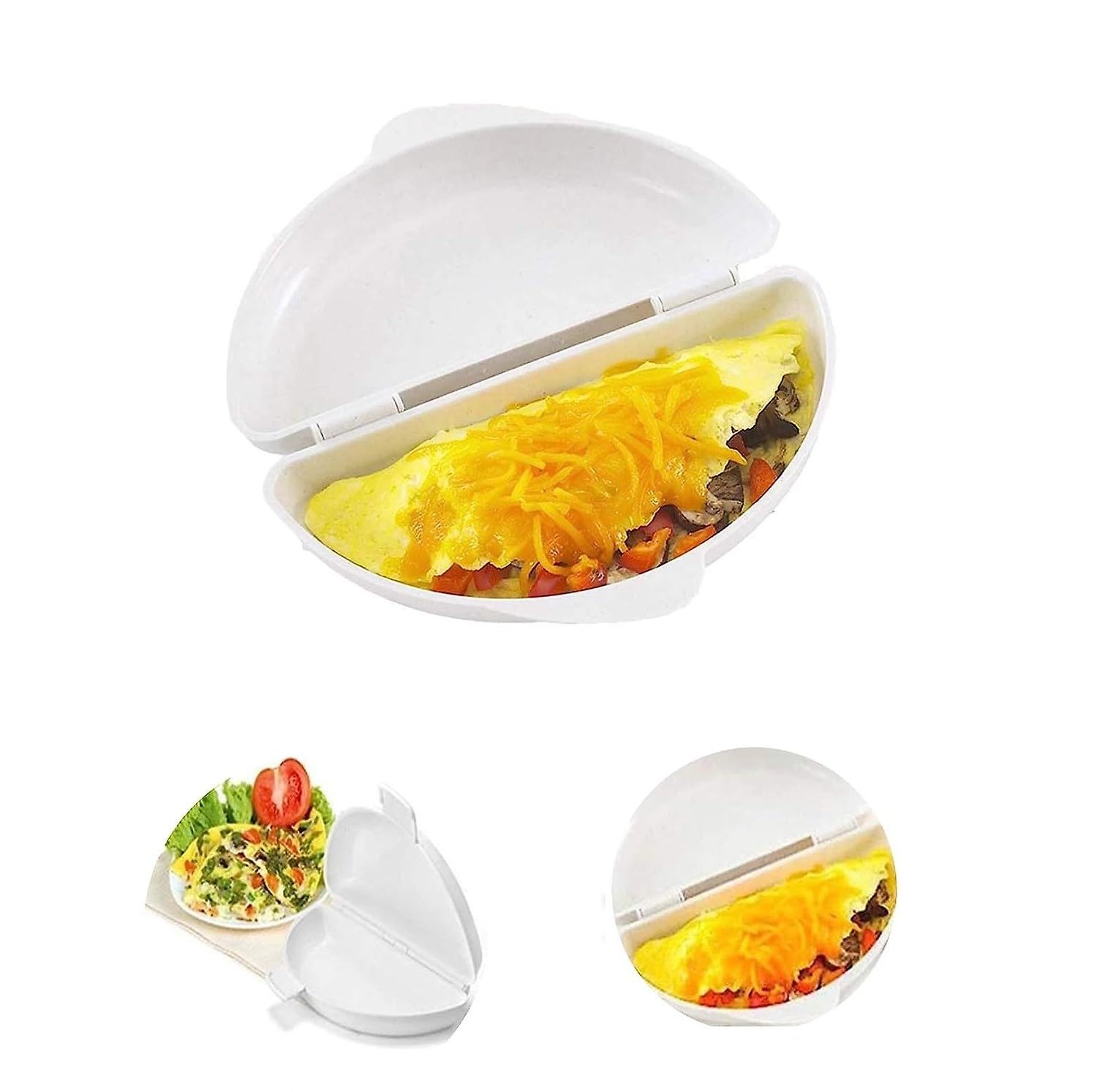 REWARD SALE Omelette Maker Egg Mix Roll Microwave Cooker Pan Foldable Instant Cook Eggs Baking Tray Easter Non Stick Shaped Breakfast Microwaveable Easy to Clean and Use Portable White Plastic