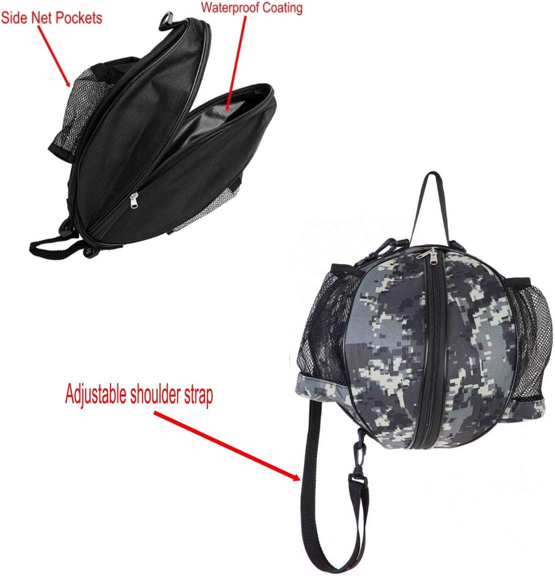 Sacchetto Sportivo con Due Tasche Rete per Borraccia Zaino portapalloni  Calcio Basket JZK Borsa a Tracolla Porta Pallone Basket Palla Calcio  pallavolo Borse per attrezzatura Basket louma.info