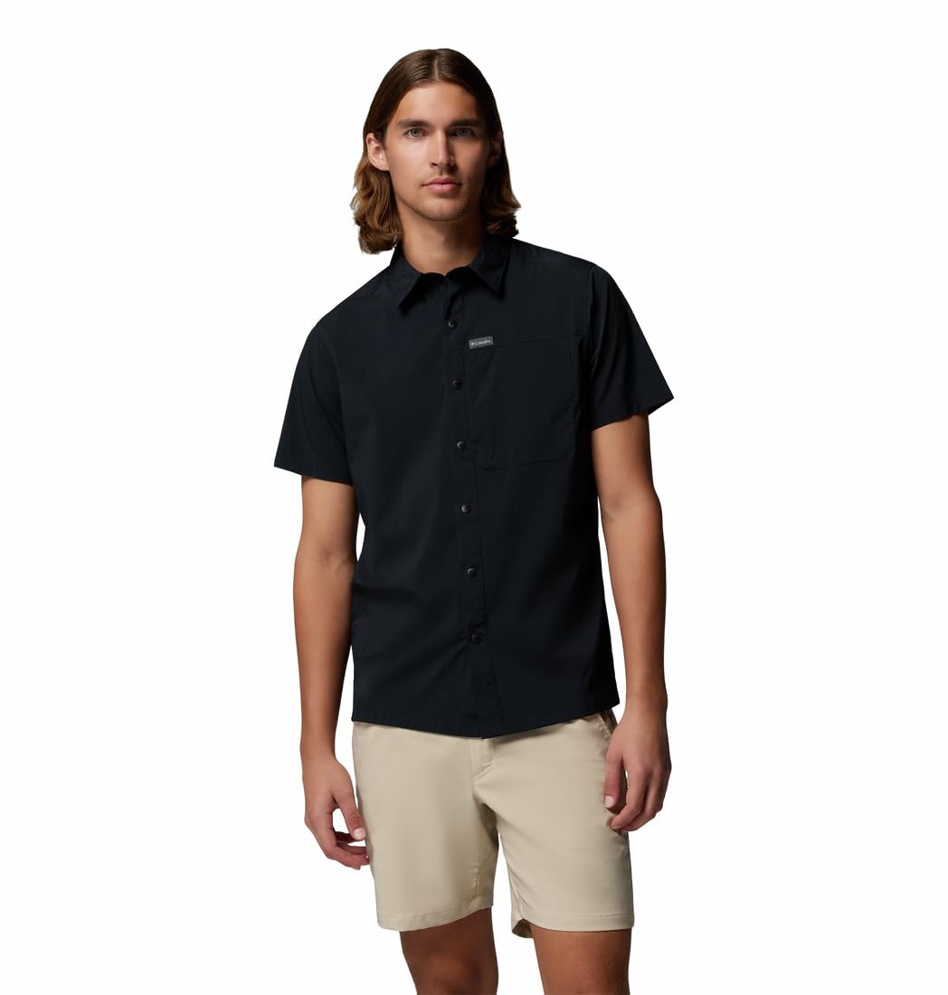 Columbia Men’s Sage Peak Woven Short Sleeve Shirt, Black, 4X Tall
