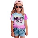 BOUTIKOME Birthday Girl Shirts Toddler Kid Girls Tie Dye T-Shirt Birthday Outfits Summer Tees B-Day Gifts Party Tops 1-10Y