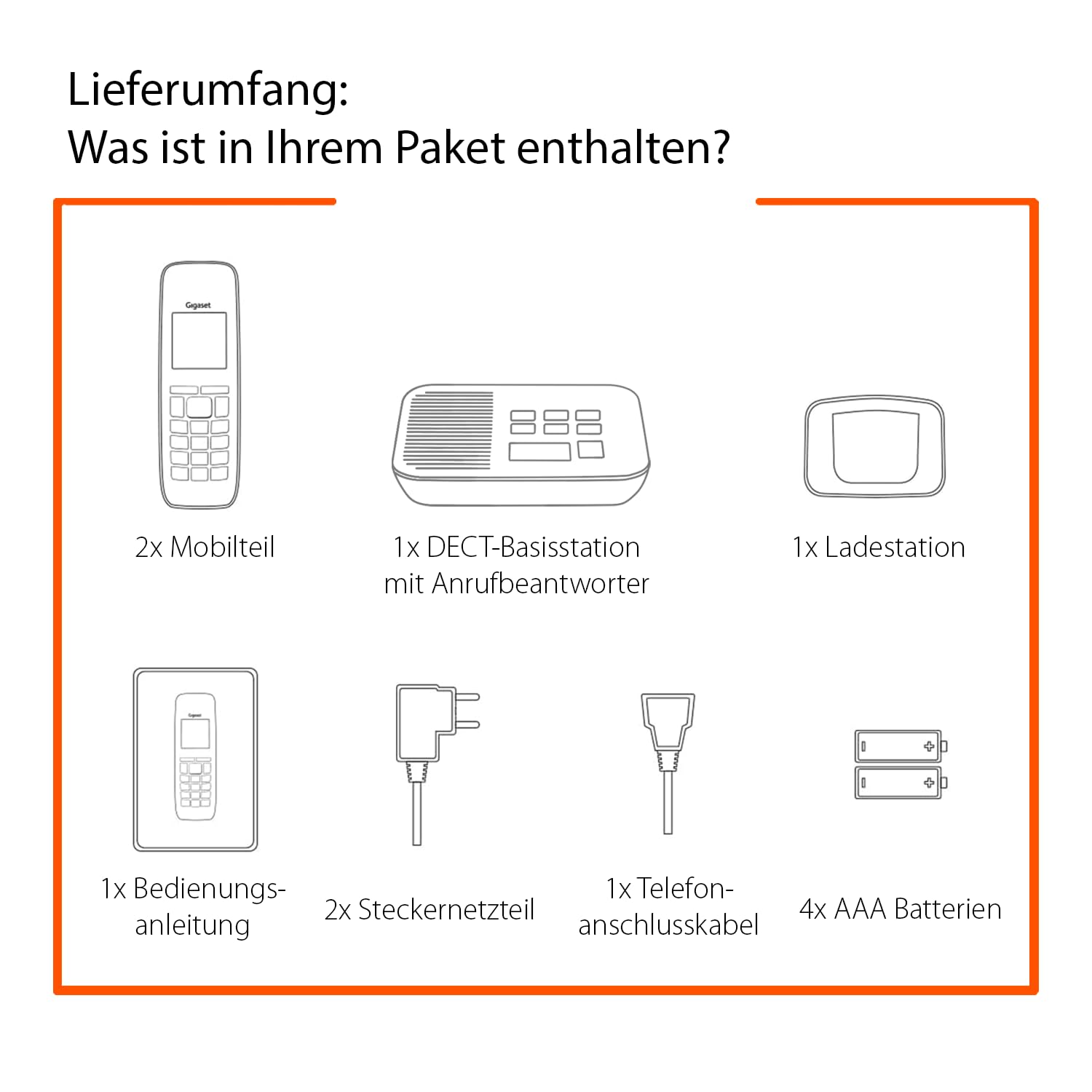 Gigaset E290A DUO - 2 Schnurlose Senioren DECT-Telefone mit Anrufbeantworter - große Tasten, Zielwahltasten für wichtige Nummern, Verstärker-Funktion für lautes Hören, schwarz [Deutsche Version] 6