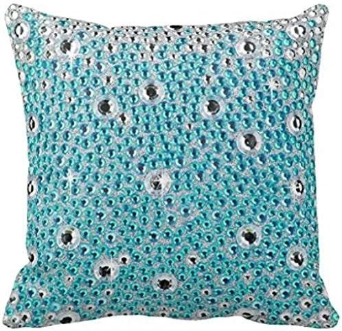 Silver Teal Bling Rhinestone Glitter Sparkle Throw R8af8c7bbac7e4b91b8451608d5ea7641 I52ni 8byvr Pillow Case
