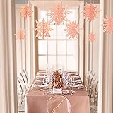Artflower Colgante de copo de nieve de papel, 12 piezas de copos de nieve 3D, adornos hexagonales con cuerda para invierno, N