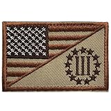 SpaceAuto USA American Flag w/ Three Percenter 3% Military Tactical Morale Badge Decorative Emblem Patch 3