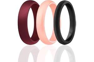 ROQ Silicone Rubber Wedding Ring for Women, Thin Stackable Rubber Silicone Wedding Band, Bridal Jewelry Set, Anniversary Rings, Promise Ring, Three Angels Collection, Dome & Pave Edge Style, 2.5/4/5.5/mm Wide 2mm Thick, 3 Pack, Multi Colors