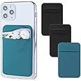 Fulgamo 3Pack Cell Phone Card Holder Pocket for Back of Phone,Stretchy Stick on Wallet Credit Card ID Case Pouch Sleeve Self Adhesive Sticker with Flap for iPhone Samsung Galaxy-2Black+1Teal Green