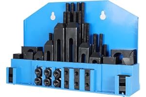 mitoharet 58 Pc 1/2 Inch T-Slot Hold Down Clamp Clamping Kit Mill Machinist Set Replacement for Bridgeport Milling Machine with Plastic Storage Box (3/8-16)