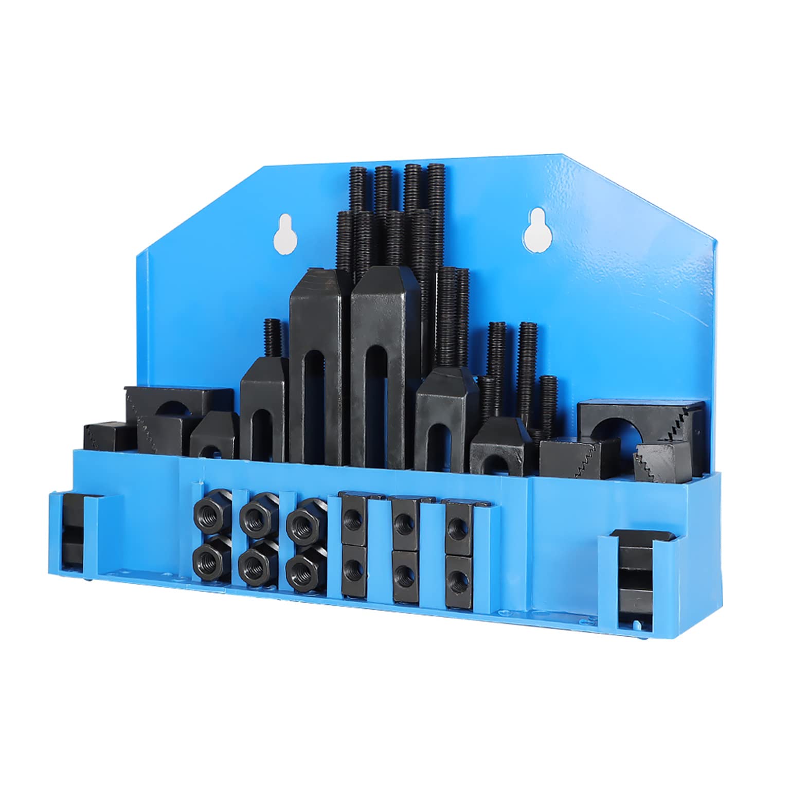 Photo 1 of ***POSSIBLY FOR PARTS/ MISSING ASSEMBLY PIECES *** mitoharet 58 Pc 1/2 Inch T-Slot Hold Down Clamp Clamping Kit Mill Machinist Set Replacement for Bridgeport Milling Machine with Plastic Storage Box (3/8-16)