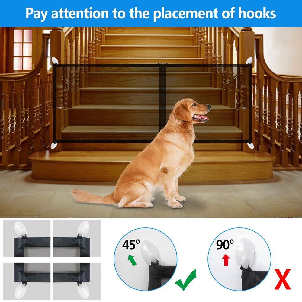 Mesh Dog Gates, Pet Gate for Dogs-Gate for Stairs-Adjustable Zipper Design 3 Sizes 82.6"/47.2"/35.4"- Dog Gates for Doorways-Indoor Protective Fence-Dog Gate for Stairs (Black) Tuokeogo: Baby