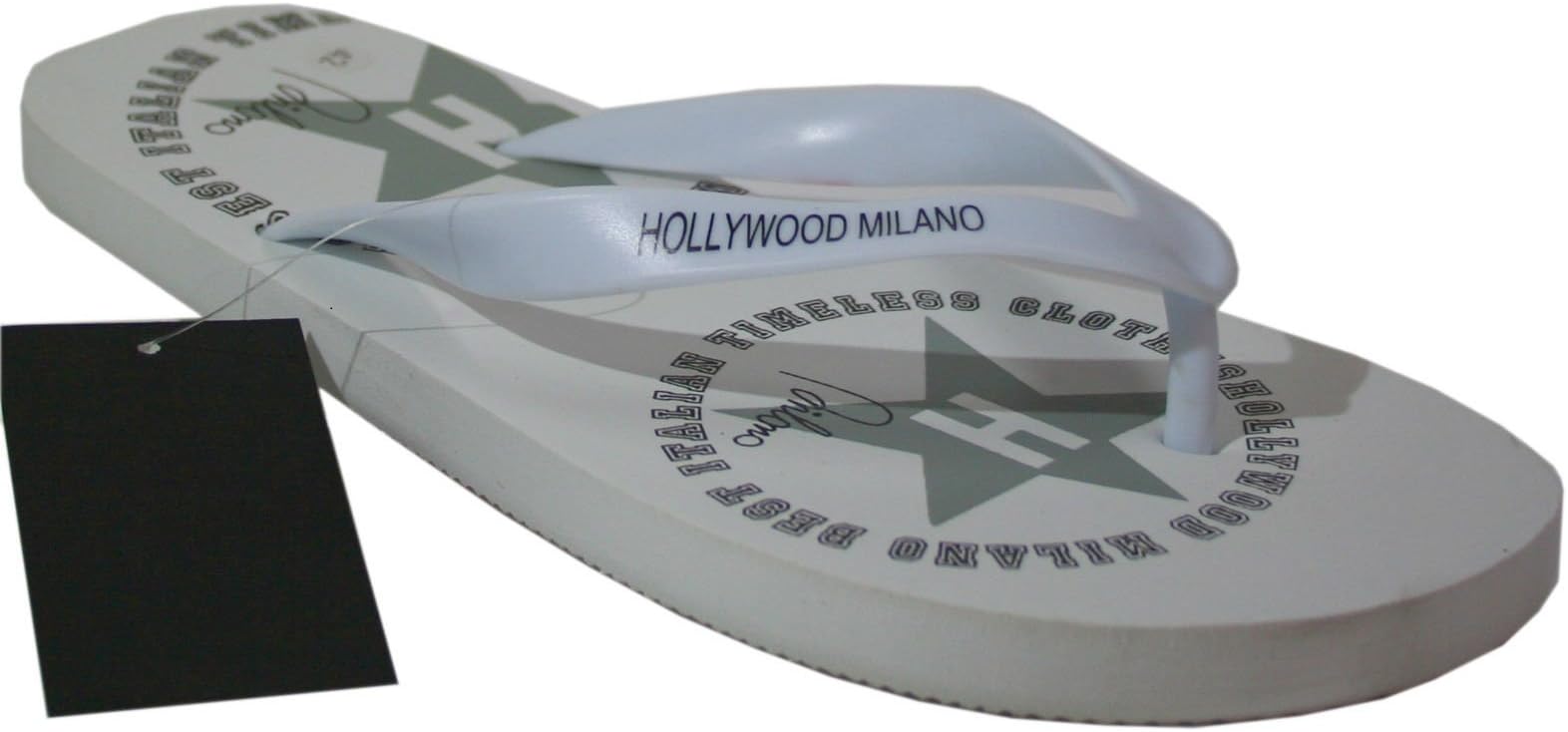 HOLLYWOOD MILANO Men's Thong Sandals White Bianco 6.5