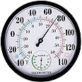 Indoor Outdoor Thermometer Hygrometer, Lirches Outdoor Thermometer Large Numbers, Decorative Outdoor Thermometers for Patio, No Battery Needed Wall Thermometer Round 10" in Diameter