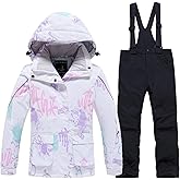 WOWULOVELY Girl's Winter Skisuit Thicken Warm Hooded Snowsuit Toddler Ski Jacket Pants Set