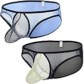 ZONBAILON Men's Sexy Mesh Underwear Briefs See Through Breathable Briefs with Bulge Pouch