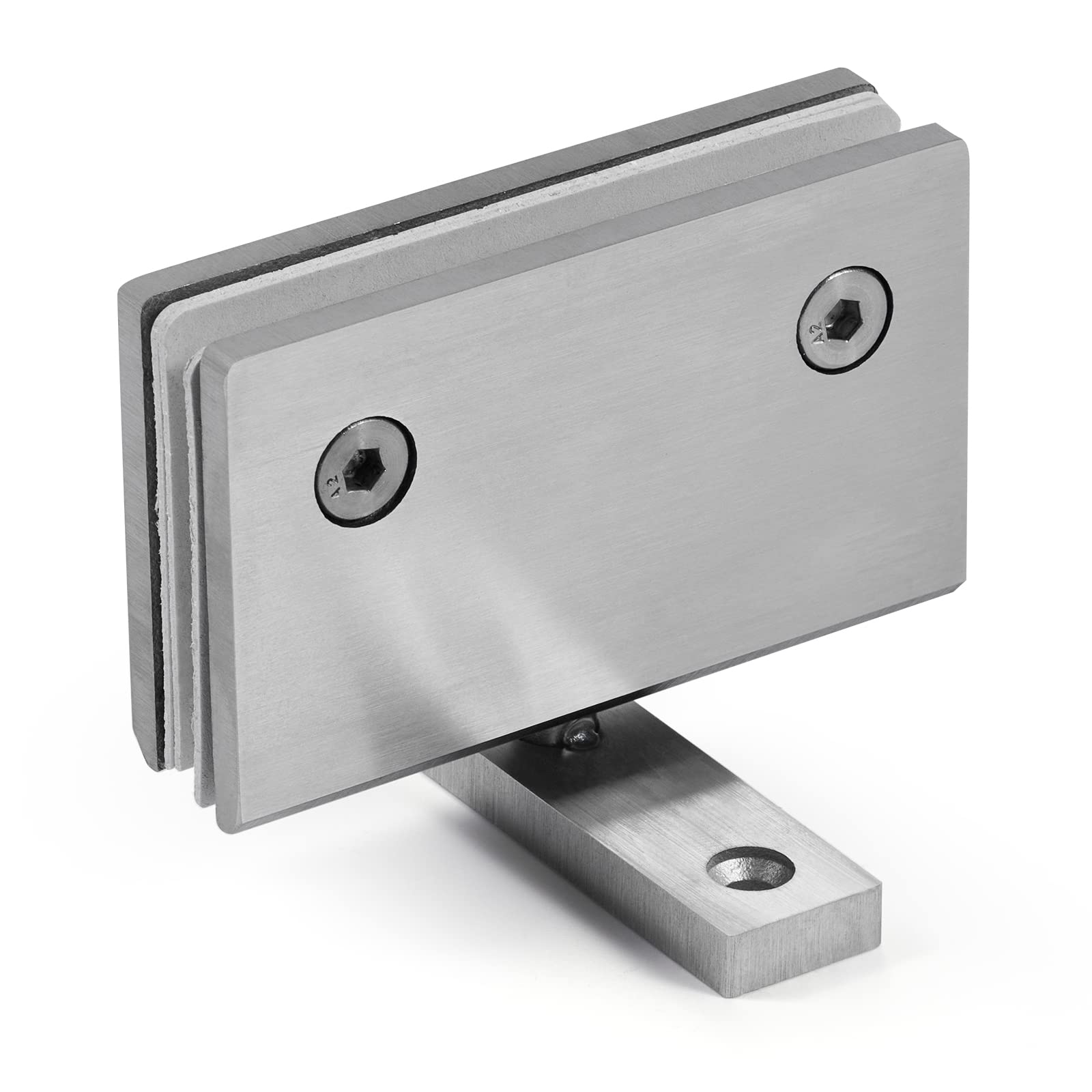 Ranbo Shower Door Hinge (360°), Frameless Glass to Glass Hinge, Suitable for 8–12mm Thick Tempered Glass, Stainless Steel, Brushed Nickel (1 PC)