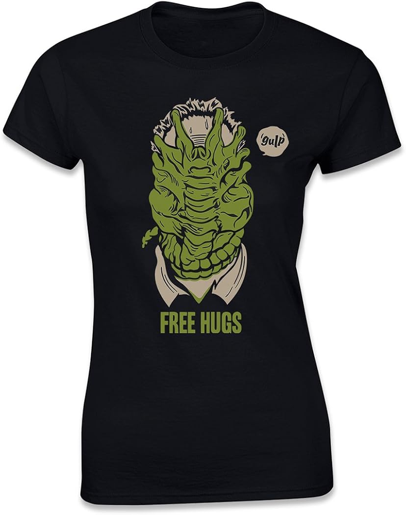 Alien Facehugger Free Hugs, Women's TShirt, Black, XX