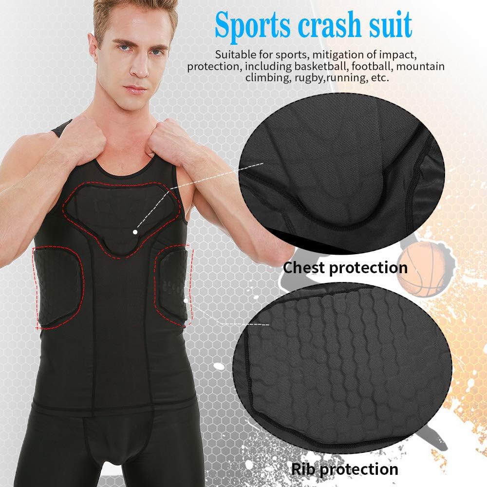 TUOY Men's Padded Compression Tank 4 Pad Protective Underwear for Football Basketball Black : Sports & Outdoors