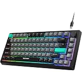 TECKNET 75% Compact Gaming Keyboard, 82-Key RGB Backlit Wired Keyboard with 26-Key Anti-Ghosting, Quiet Responsive Keys, Ergonomic Design, USB Plug &amp; Play Keyboard for PC, Laptop, Gaming &amp; Office