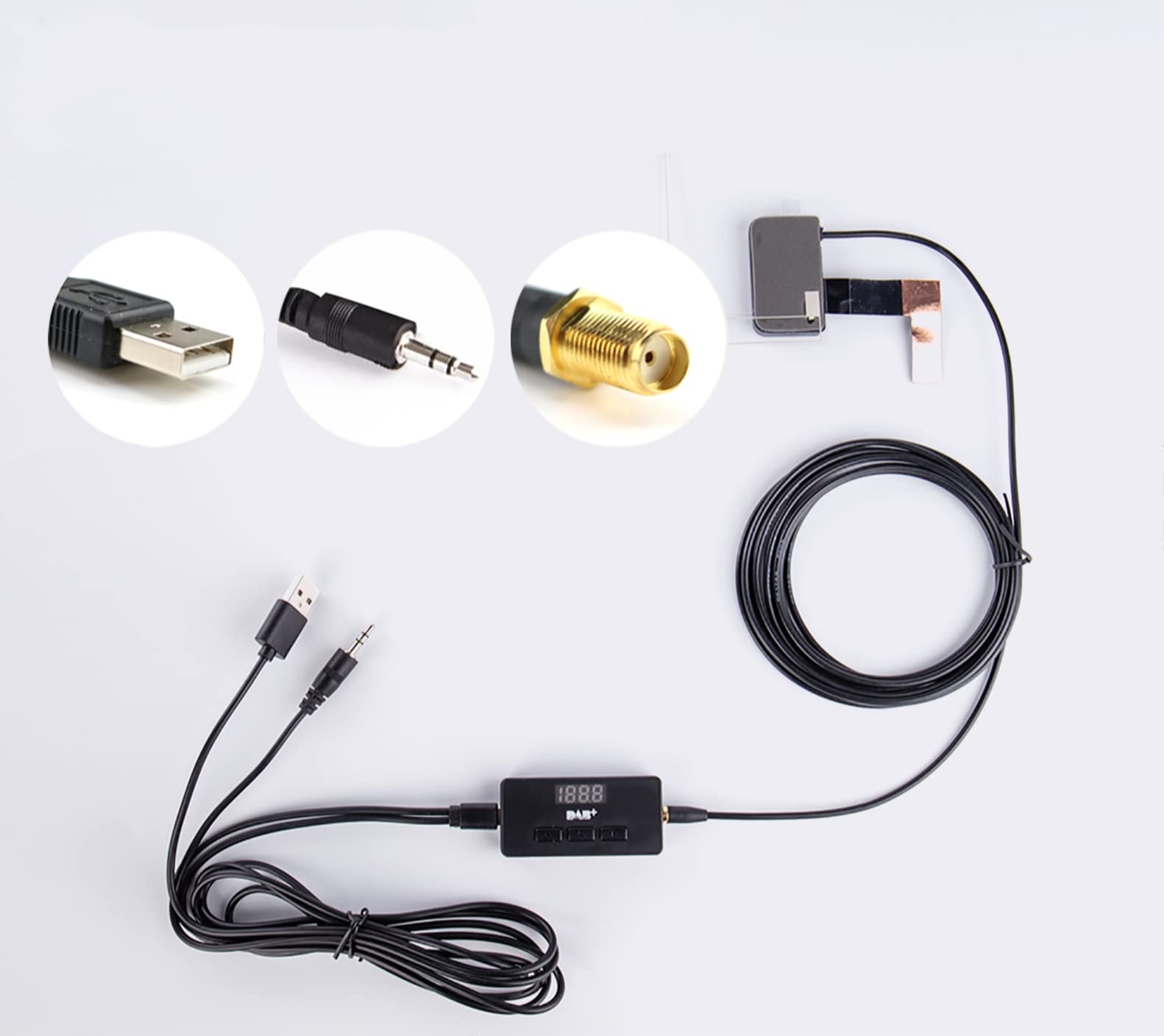 EZoneTronics External DAB+ Adapter for Car Stereo, Digital Radio Receiver + AUX Cable with Antenna, FM Transmitter Tuner Box for Universal and Android Car Radio Stereo