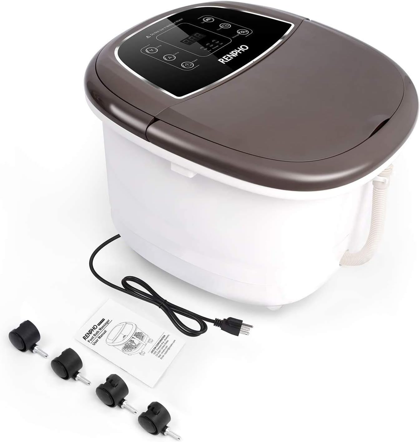 RENPHO Foot Spa Bath Massager with Motorized Massage, Fast Heating, and Powerful Bubble Jets, Automatic Shiatsu Massaging Rollers, Pedicure for Tired Feet, Adjustable Time and Temperature, LED Display: Health & Personal Care