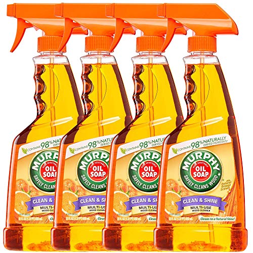 Murphy Oil Soap Clean & Shine, Multi-Use Wood Cleaner Spray with Natural Orange Oil - 88 Fl Oz - 4 Pack x 22 Fl Oz / 650 mL Each