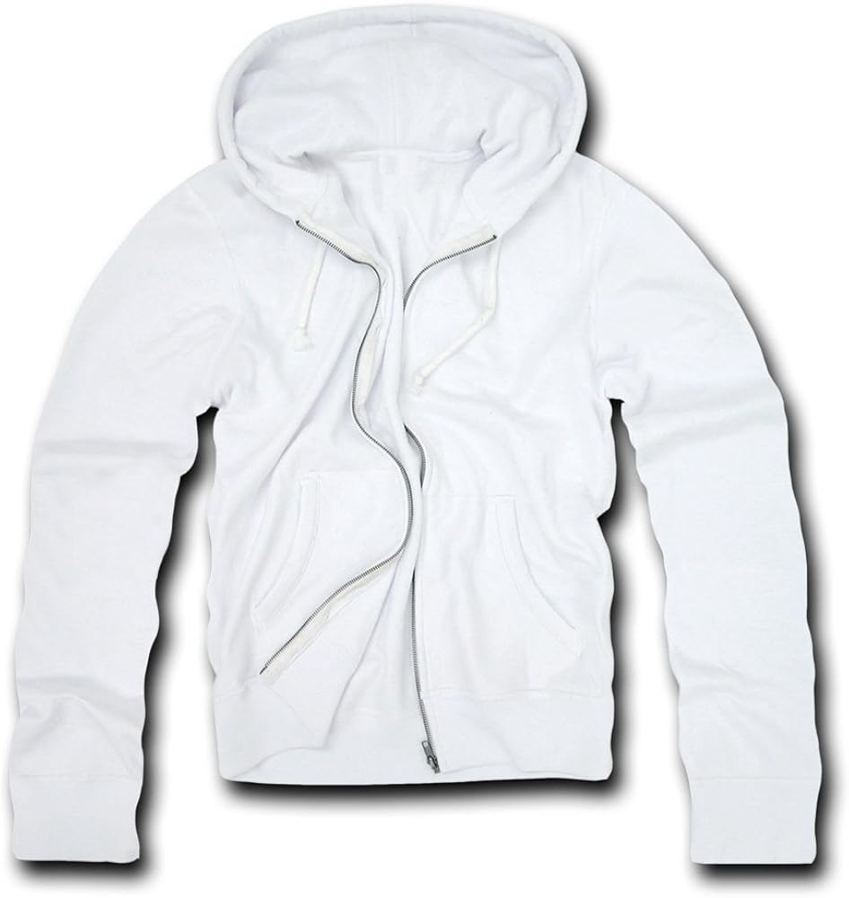 DECKY White Classic fit full zip hoodie (White, XXLarge) at Amazon Men