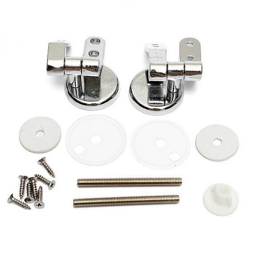 Toilet Seat Hinge Fittings & Fixings Pack Chrome Replacement Mountings Top Hinges for Wood Toilet Seats Including Fittings (4 * 3.5 * 3cm,Silver)