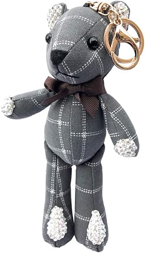 Amazon アクセサリーショップピエナ テディベア バッグチャーム ぬいぐるみ 熊 クマ りぼん 大振り 大きい チェック 可愛い キーホルダー レディース ダークグレー キーホルダー 通販