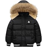 Achiyi Toddler Winter Thick Hooded Down Jacket Warm Snow Fleece Jackets Baby Boys Girls Outdoor Coat Outwear