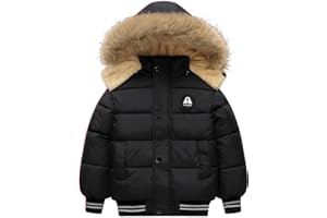 Achiyi Toddler Winter Thick Hooded Down Jacket Warm Snow Fleece Jackets Baby Boys Girls Outdoor Coat Outwear