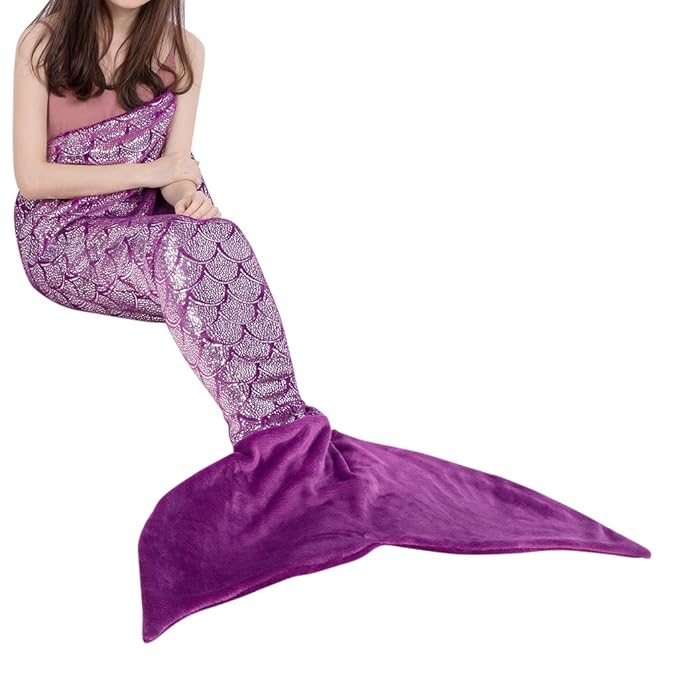 title=LANGRIA Coperta a Coda di Sirena Mermaid Tail Fish-scale Flanella Coperta