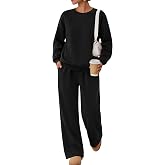 LOMON 2 Piece Sweat Lounge Sets for Women Matching Sweatsuits Fall Outfits | Comfy Fleece Lining Oversized Sweatshirt Wide Leg Drawstring Sweatpants Pocket Winter Workout Airport Travel Outfit Tracksuit