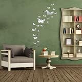 SwirlColor Butterfly Mirror Wall Stickers 36pcs Acrylic 3D Silver view 8