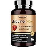 ZEBORA Ubiquinol CoQ10 200mg Softgels, 4-in-1 Powerful Antioxidant for Heart and Vascular Health, Essential for Energy Production, Max Absorption Active Form of CoQ10, 120 Softgels