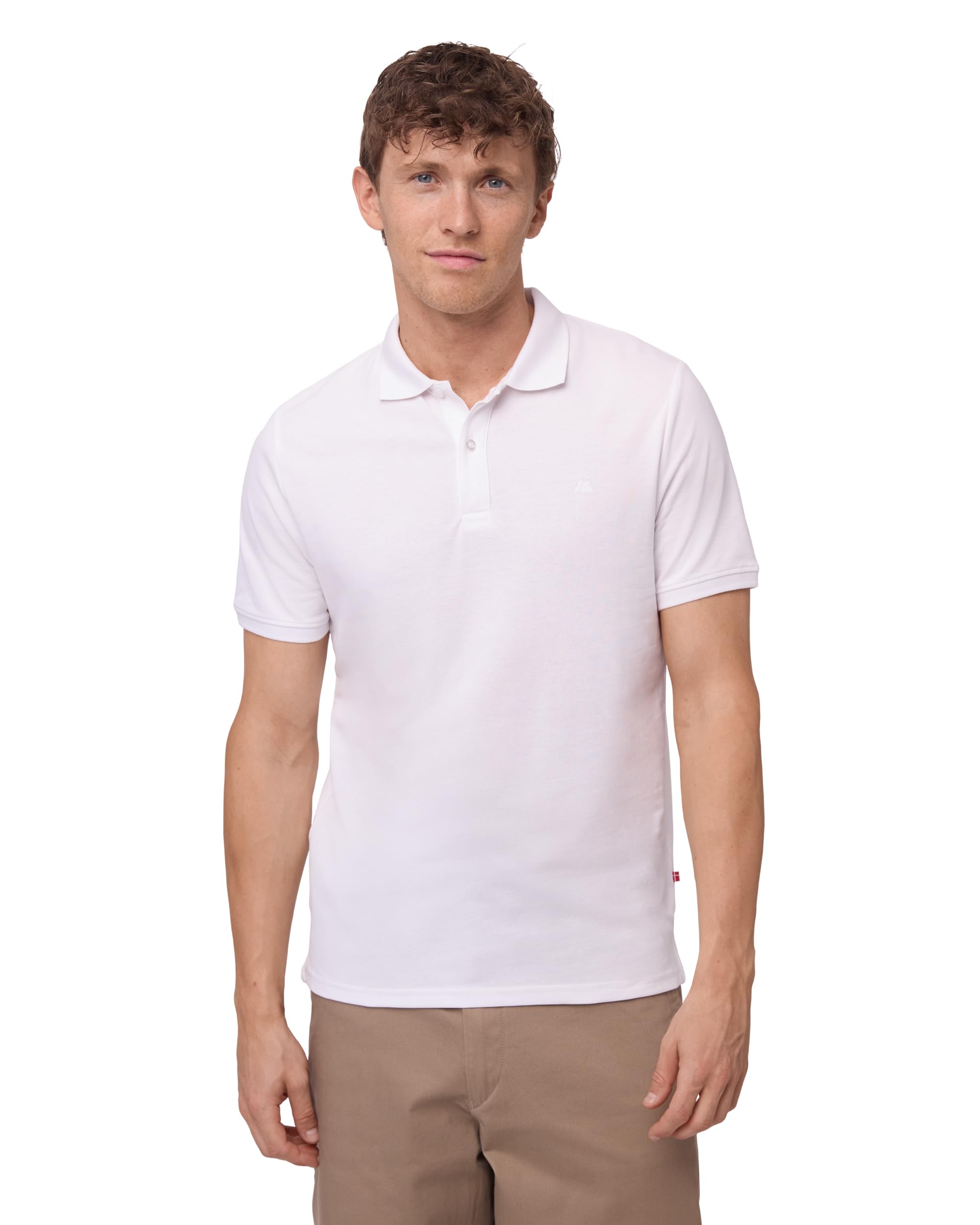 DANISH ENDURANCE Premium Poloshirt Herren Kurzarm (1er | 2er Pack), Piqué Qualität aus Bio-Baumwolle, Weiß, L
