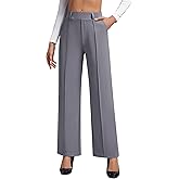 OULESlS Dress Pants for Women Work Pants Wide Leg Pull On Stretchy Business Casual Trousers High Waisted Slacks with Pockets