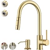 Havin Gold Kitchen Faucet,Including 2PCS Sprayers,1pc Soap Dispenser | 2pcs sprayers,1pc Soap dispenser,for 1 Hole Sink,Stainless Steel,cUPC Cartridge