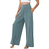 WiWi Women's Pajama Pants Bamboo Viscose Super Soft Wide Leg Palazzo Lounge Yoga Cooling Sleep Bottoms with Pockets S-XXL