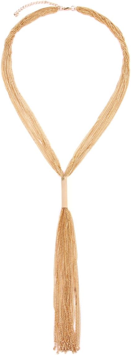 Multi Strand Statement Long Layered Chains - Waterfall Bib Necklace