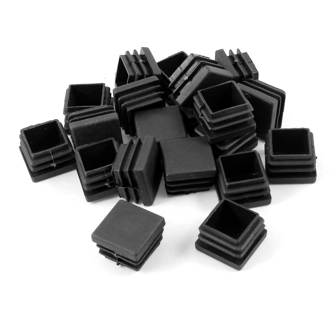 sourcing map 20 Pcs Plastic Square Blanking End Caps Tube Inserts 25mm x 25mm