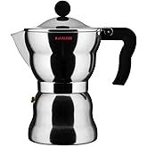 Alessi AAM33/6 - Design Espresso Coffee Maker, Aluminum and Thermoplastic Resin, 6 Cups, Black Handle