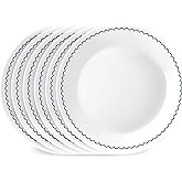 Corelle 6-Piece 8.5" Lunch Round Plates, Vitrelle Triple Layer Glass, Lightweight Round Plates, Salad Plates, Chip and Scratc