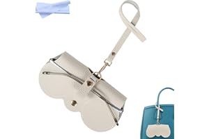 Chfory Soft Leather Sunglasses Bag, Portable Leather Glasses Case Holder Sunglasses Pouch, glasses Organizer Bag with Strap