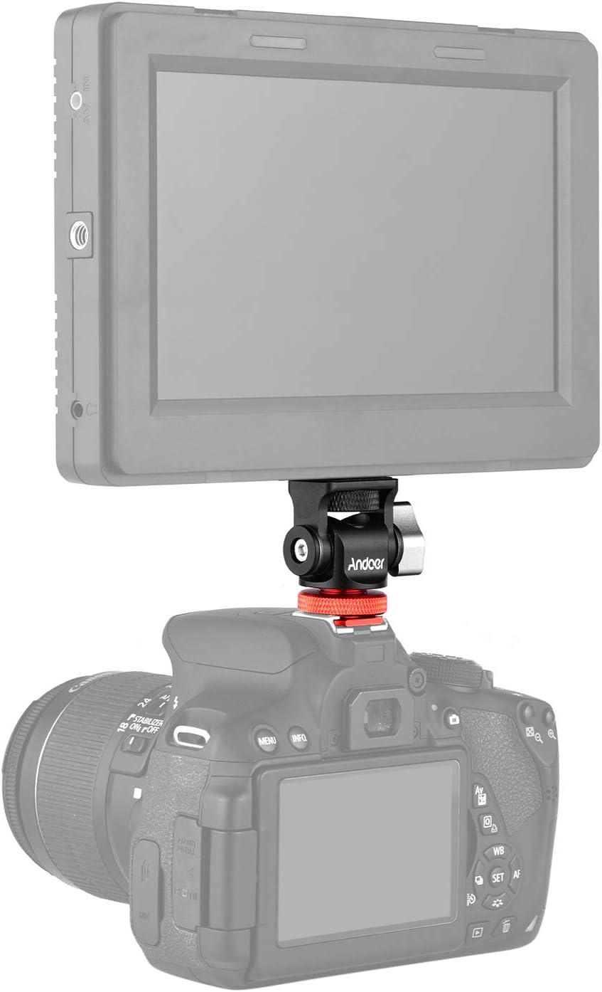 Mini Ball Head, Andoer Camera Monitor Mount Mini Ball Head with Cold Shoe Adapter for LED Video Light Monitor - Image 3